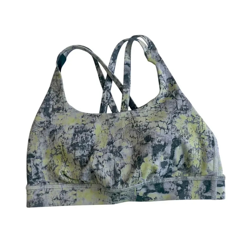 Lululemon Energy Sport Bra Strappy back wicking Padded Sz 4 Athleisure Yoga Gym - Picture 12 of 13